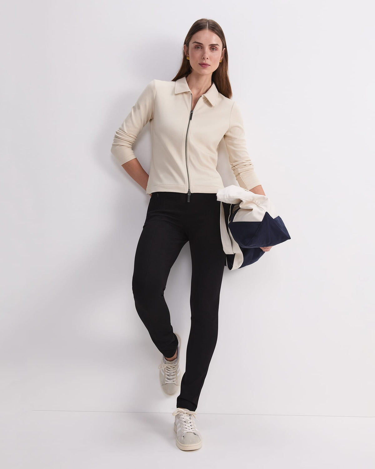 Long Sleeve Zip Through Top