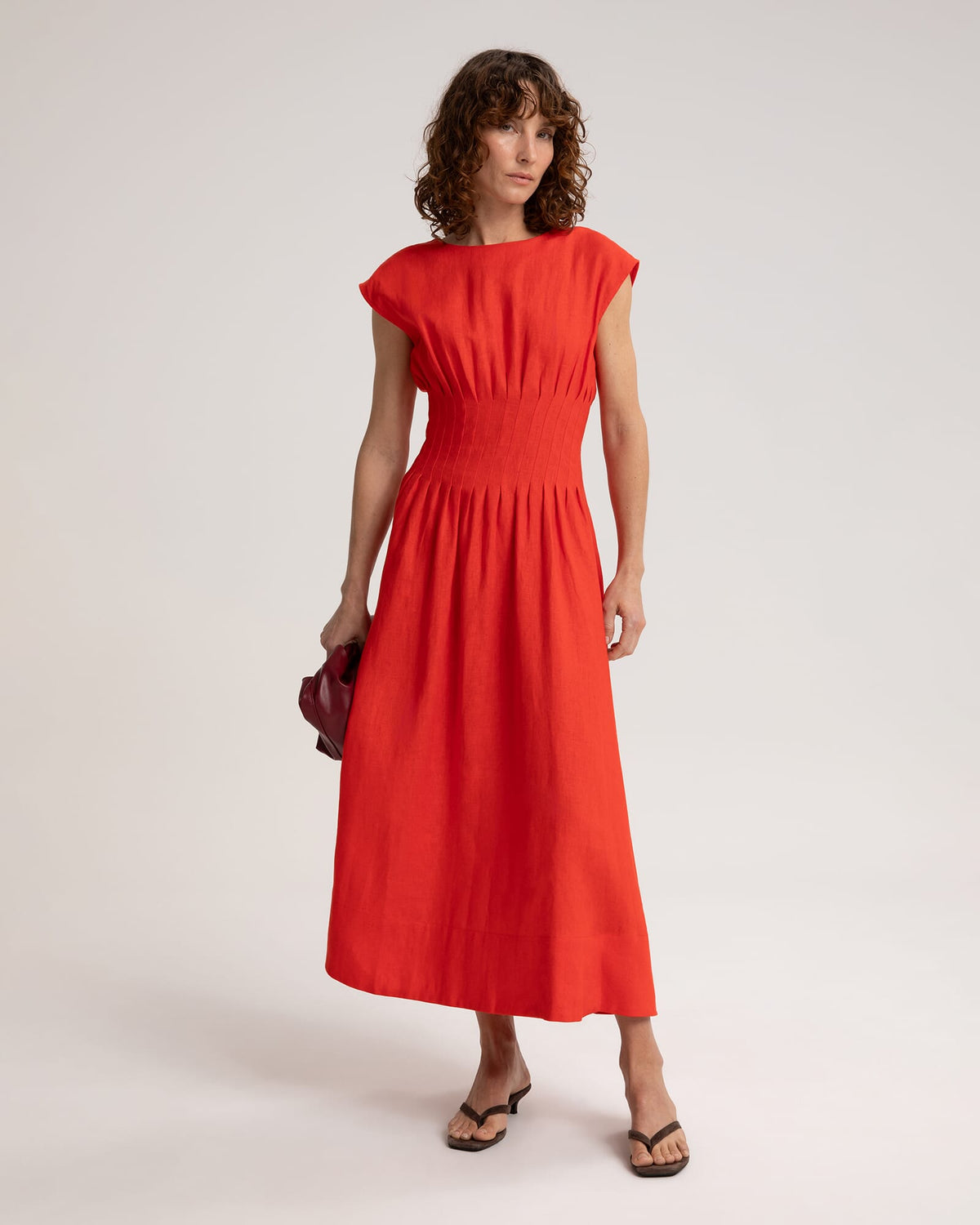 Ariana Pintuck Linen Dress