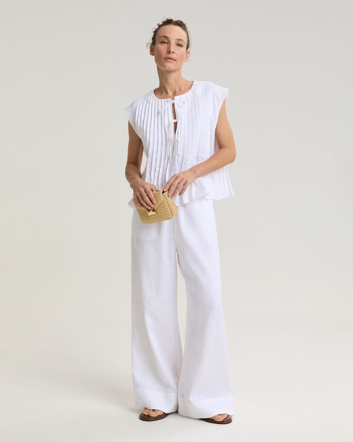 Ariana Pintuck Linen Blouse