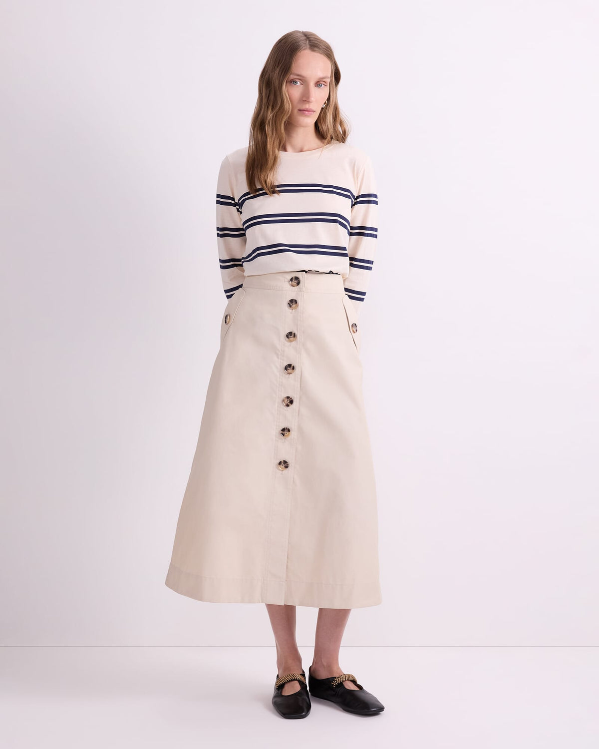 Audrey Button Through Skirt