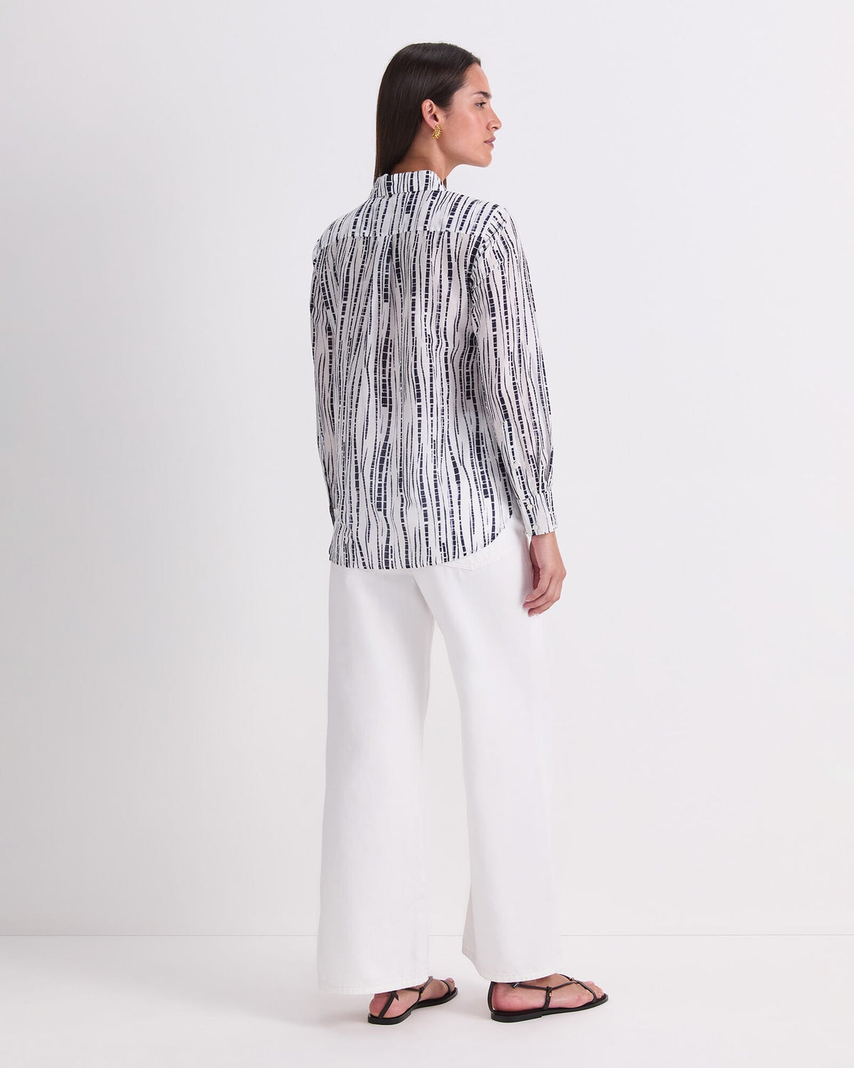 Stripe Cotton Silk Long Sleeve Shirt