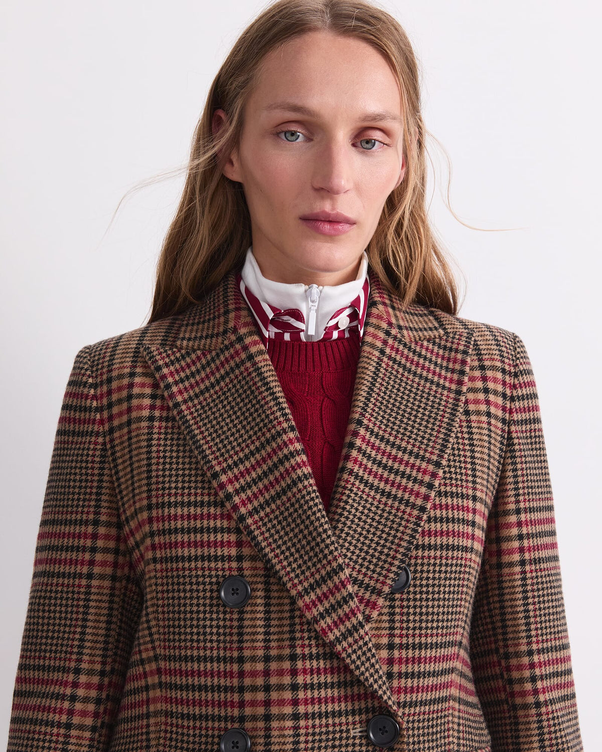 Gia Double Breasted Check Coat