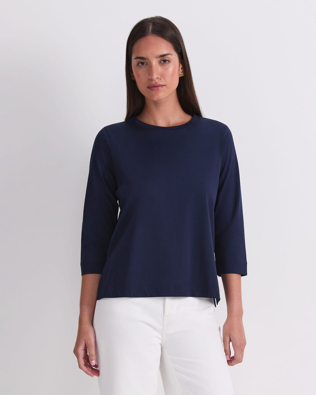 Mercerised Cotton Three Quarter Sleeve Tee