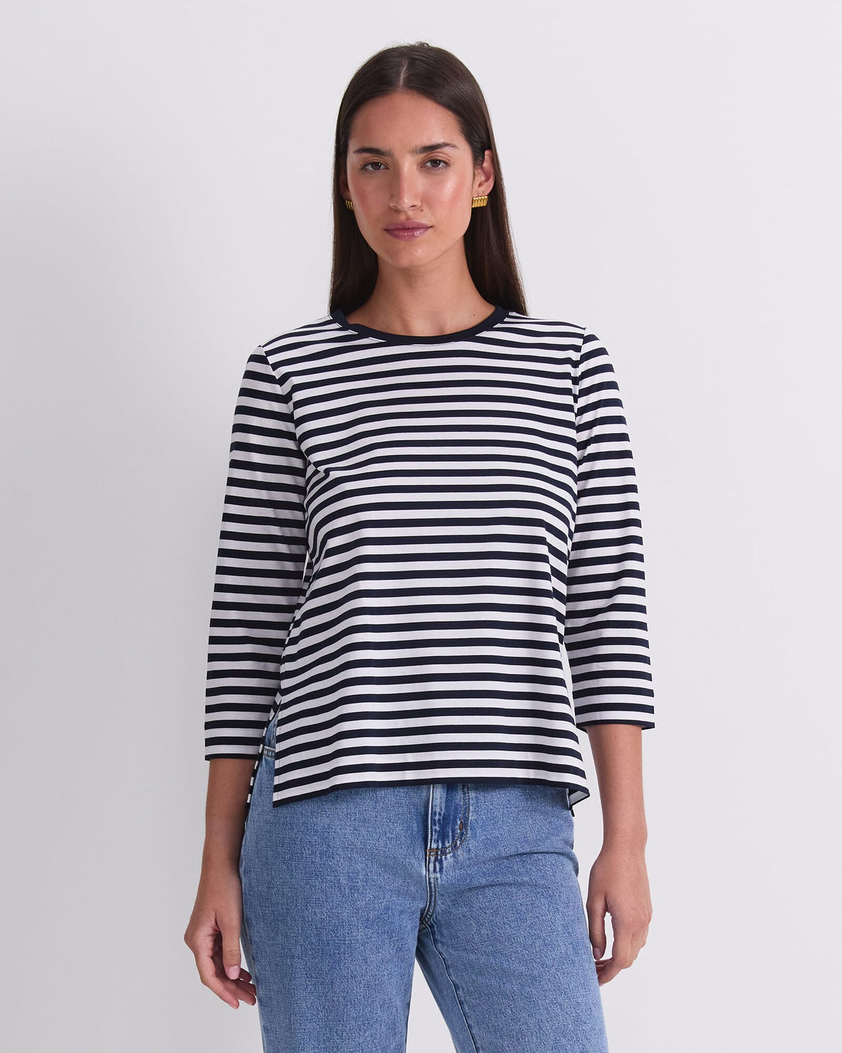 Mercerised Cotton Three Quarter Sleeve Tee
