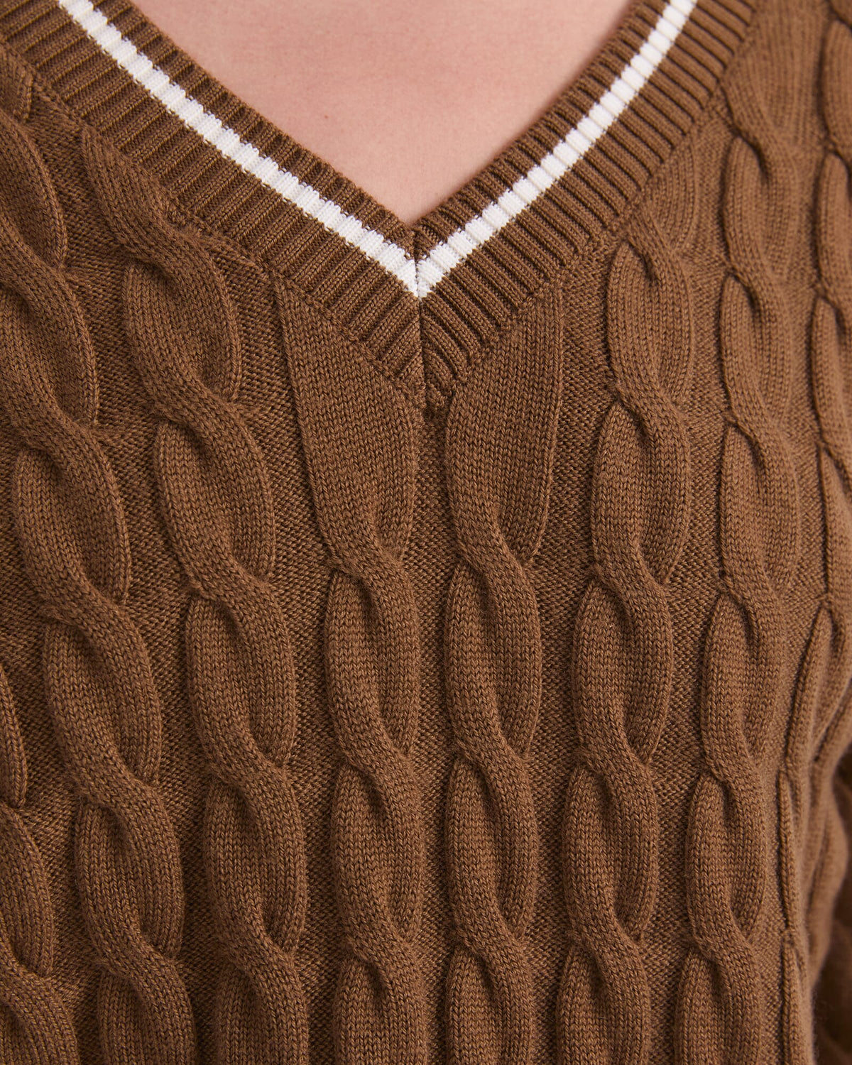 Merino Cable V-Neck Sweater