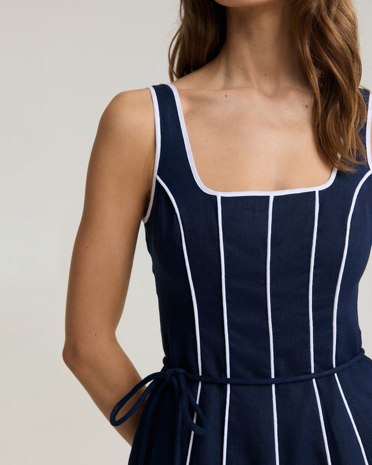 Ivy Linen Piping Dress