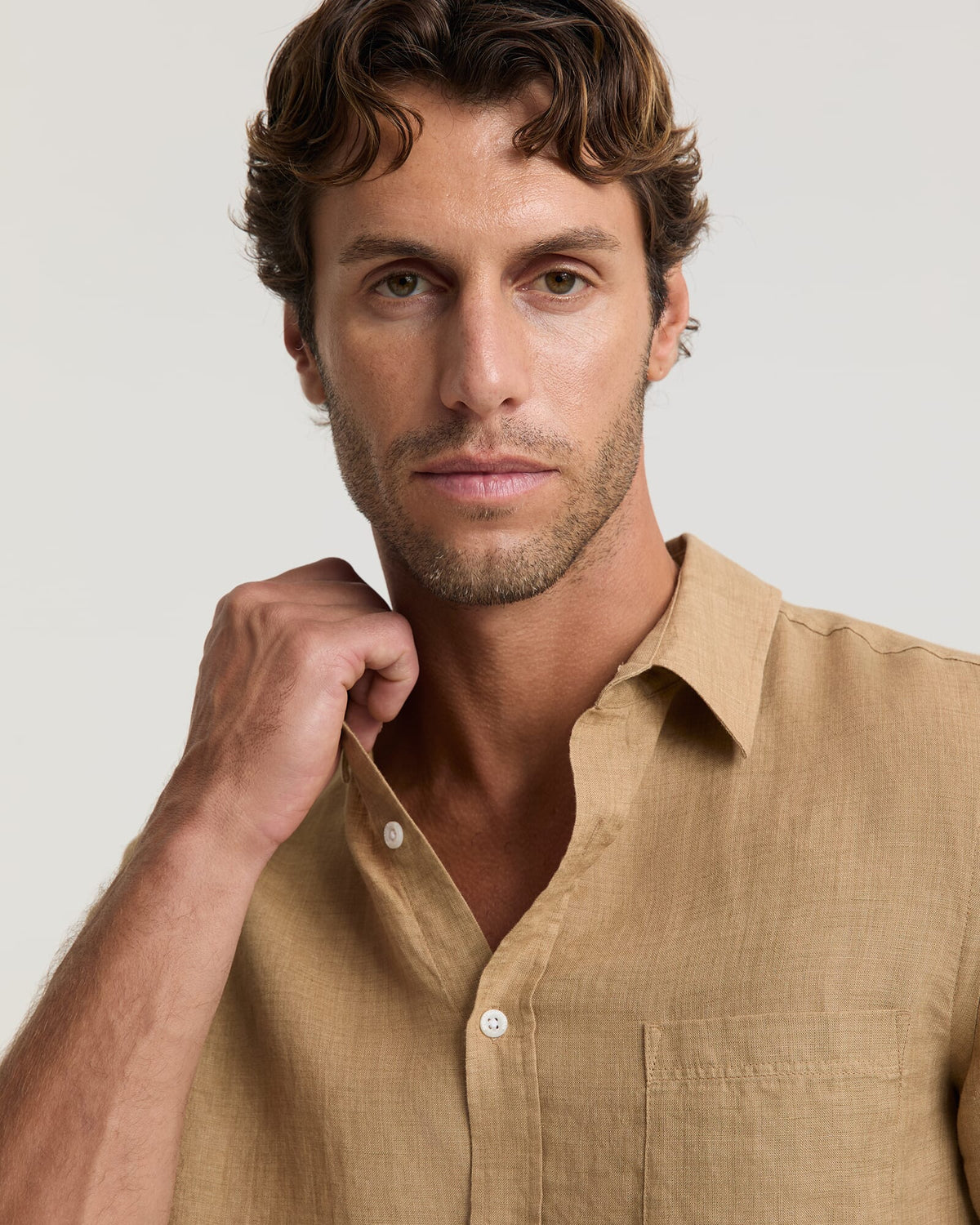 Short Sleeve Delave Linen Shirt