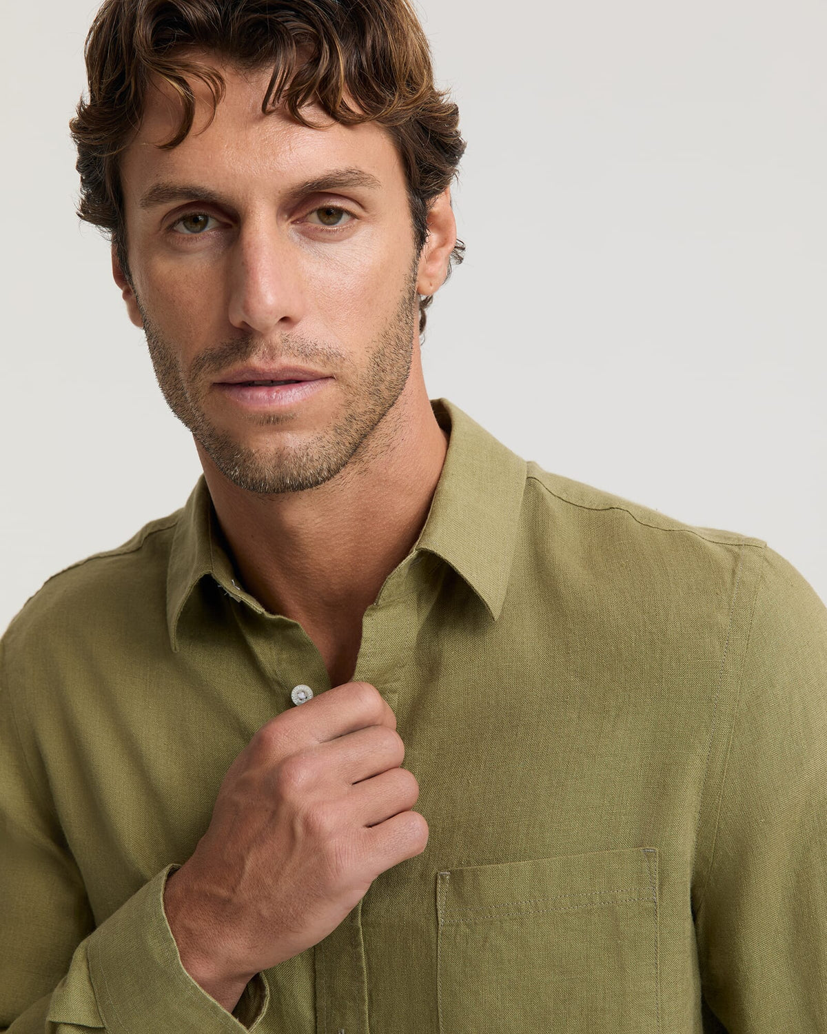 Long Sleeve Linen Yarn-Dyed Shirt