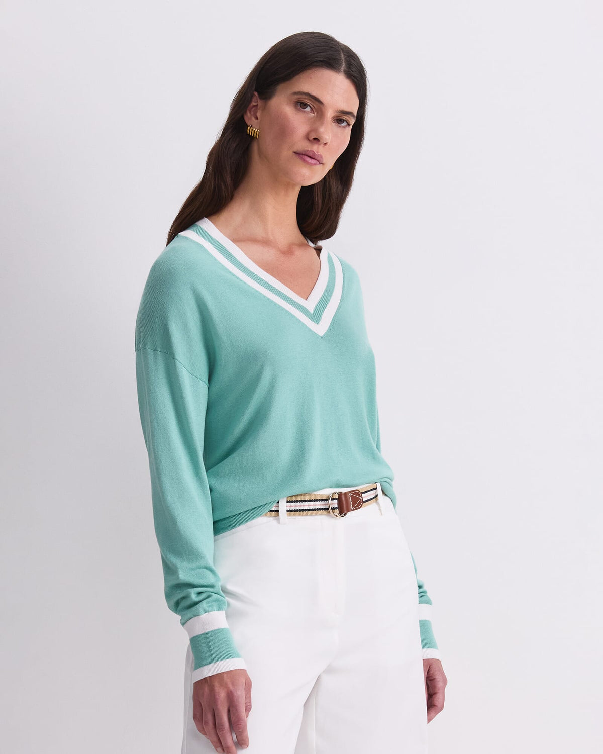 Alphine Silk Blend V-Neck Sweater
