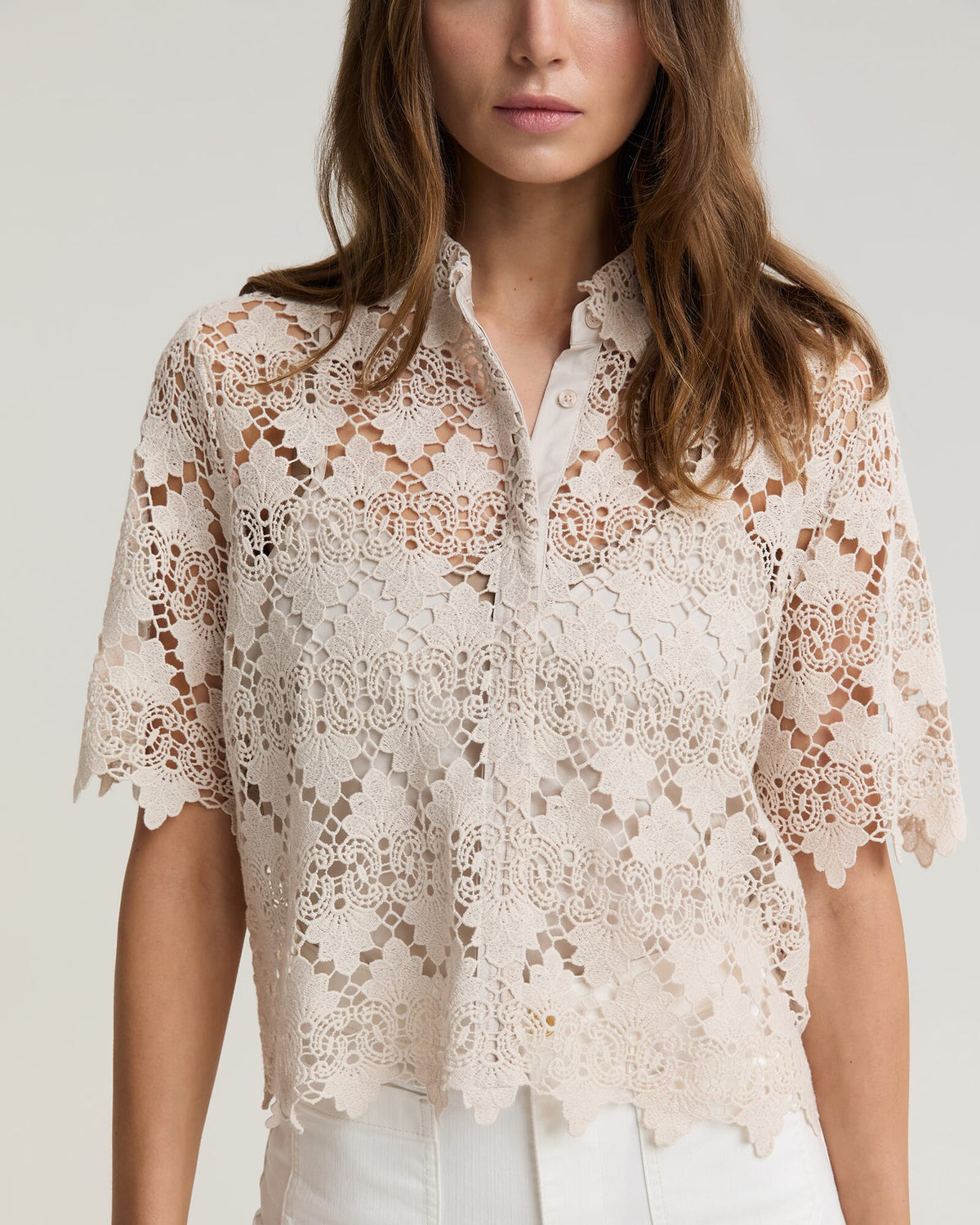 Ariana Lace Cropped Shirt
