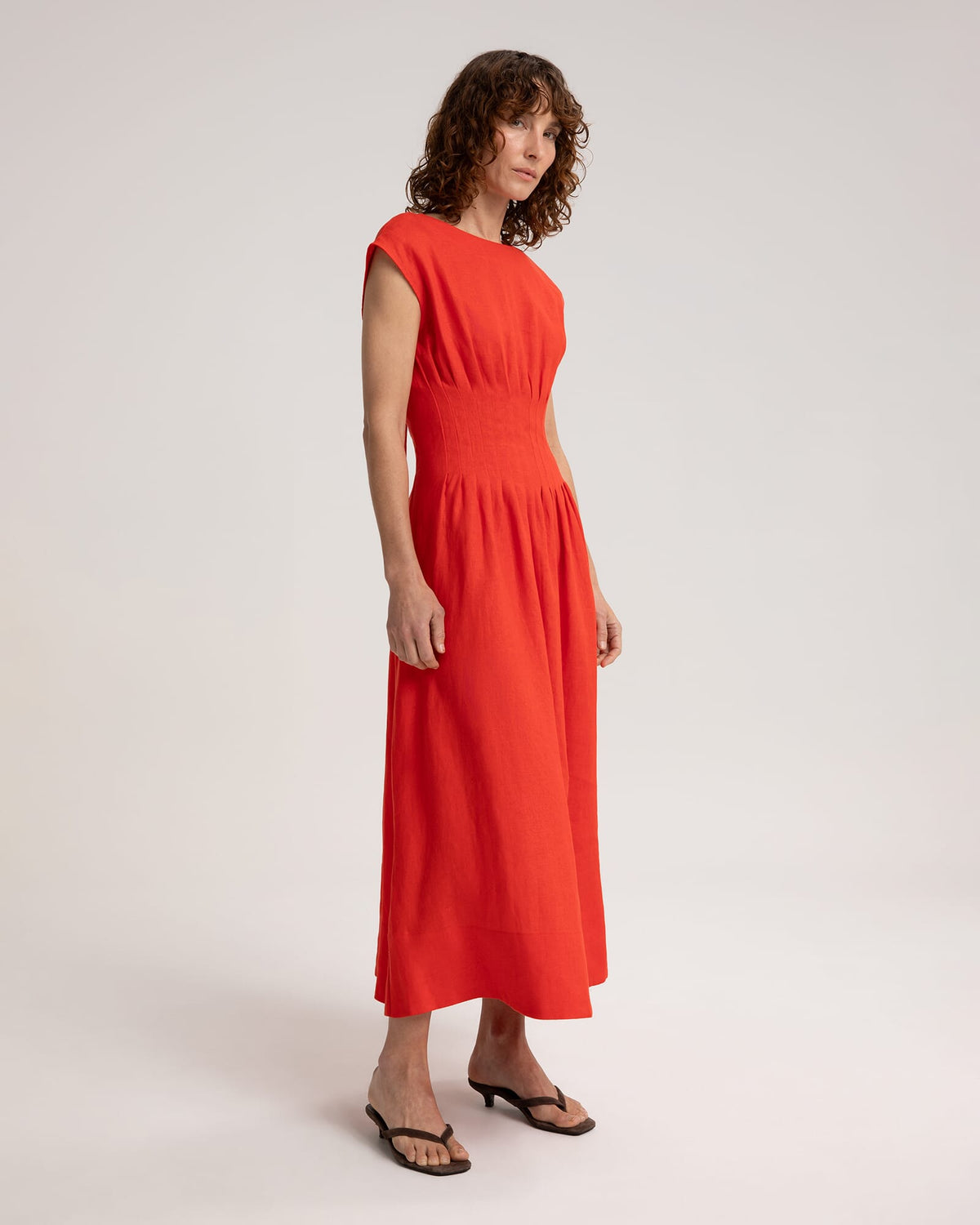 Ariana Pintuck Linen Dress