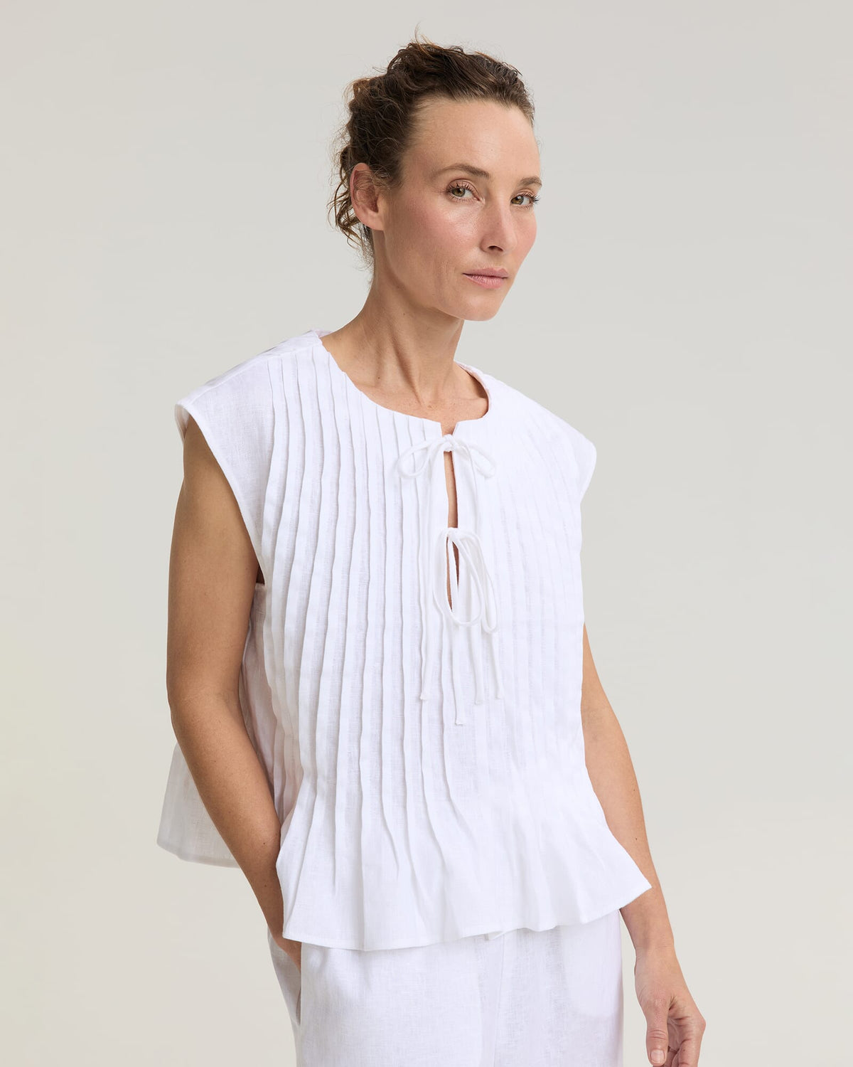 Ariana Pintuck Linen Blouse
