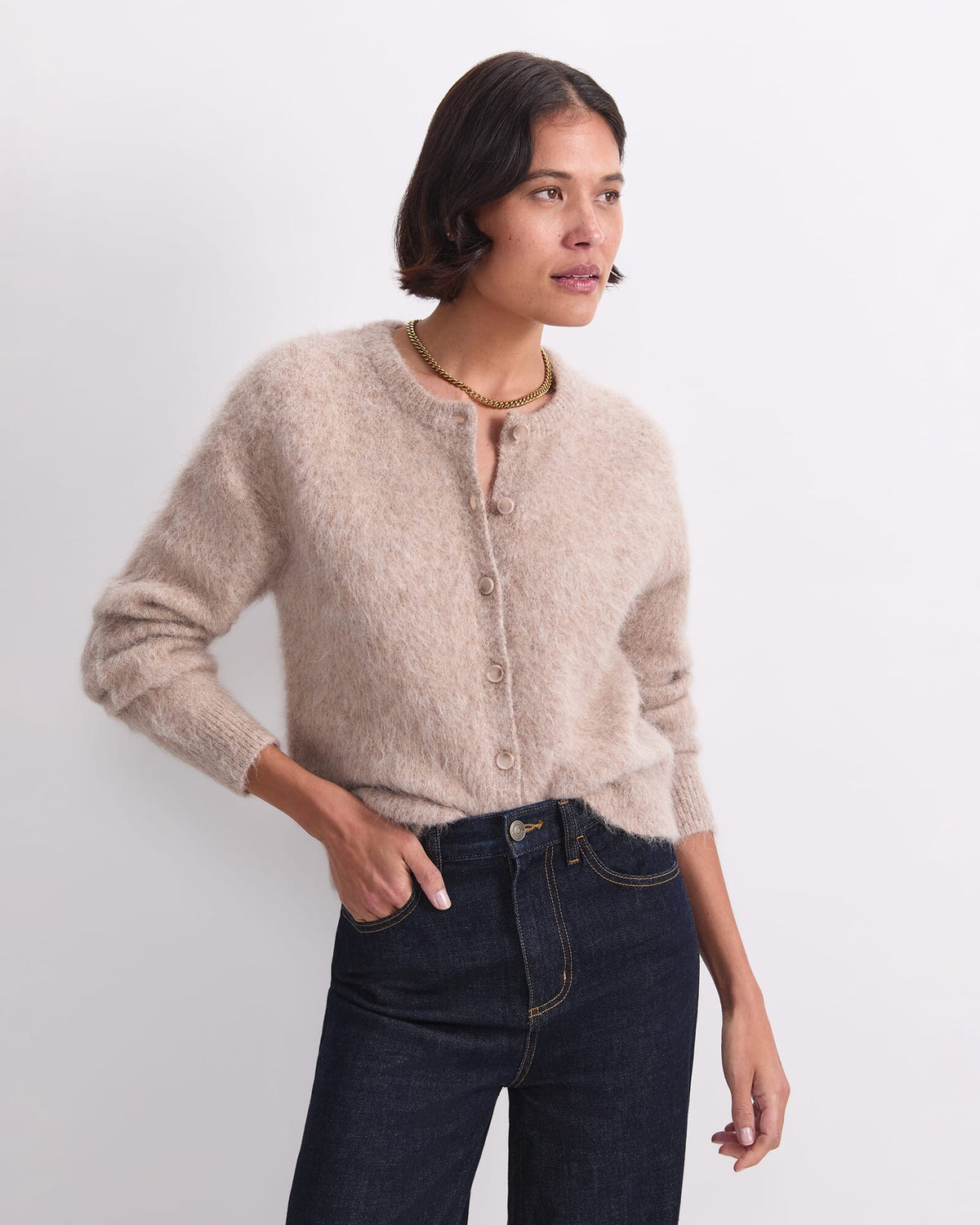 Alpaca Blend Cropped Cardigan