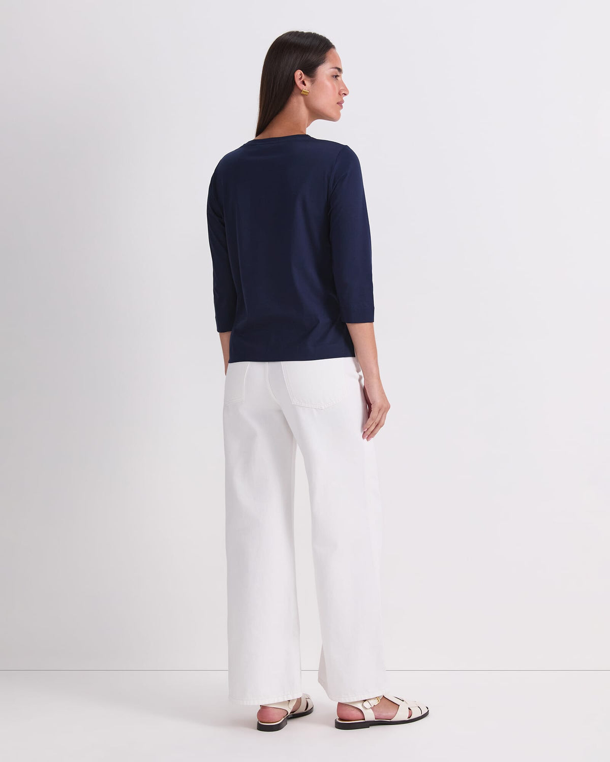 Mercerised Cotton Three Quarter Sleeve Tee
