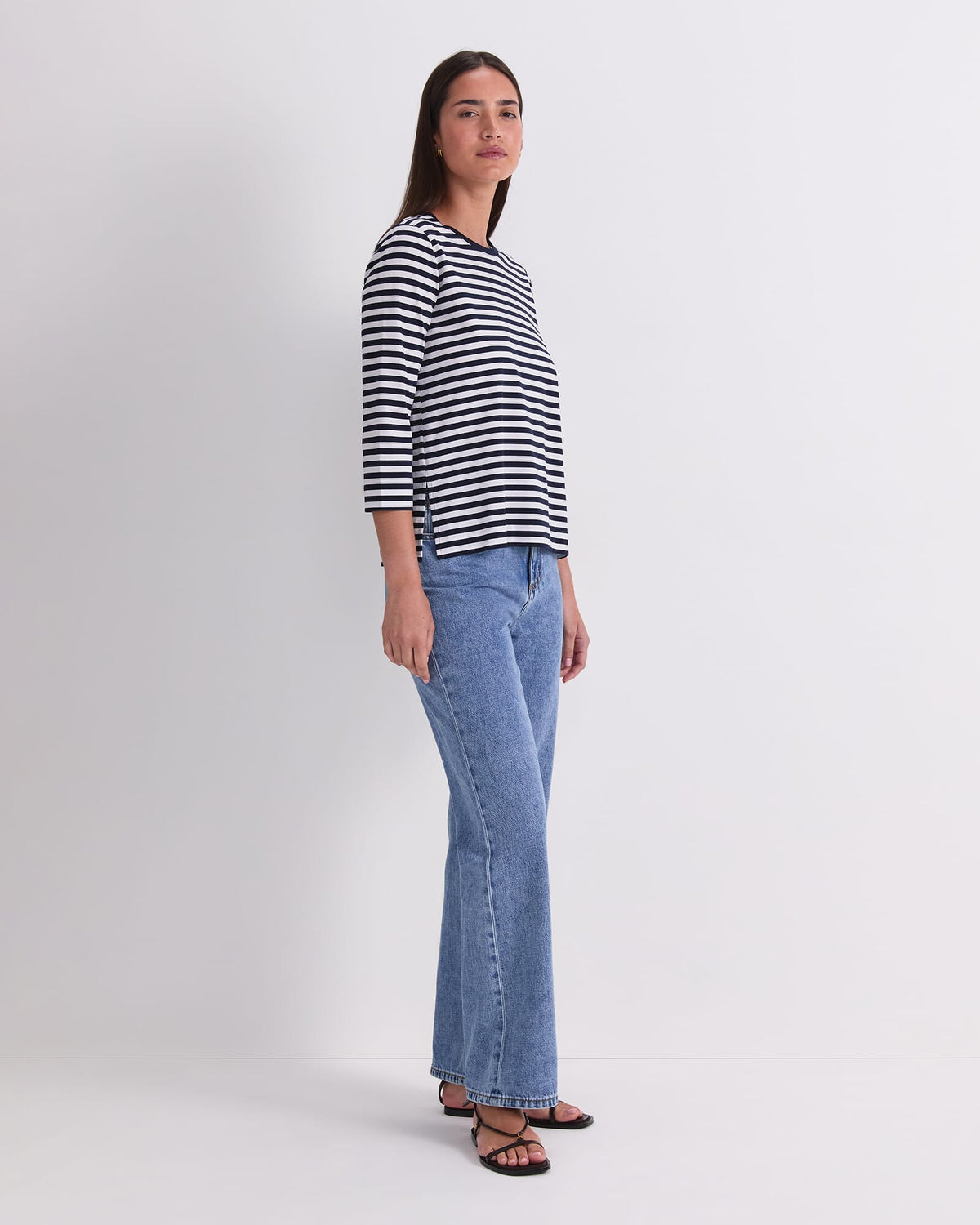 Mercerised Cotton Three Quarter Sleeve Tee