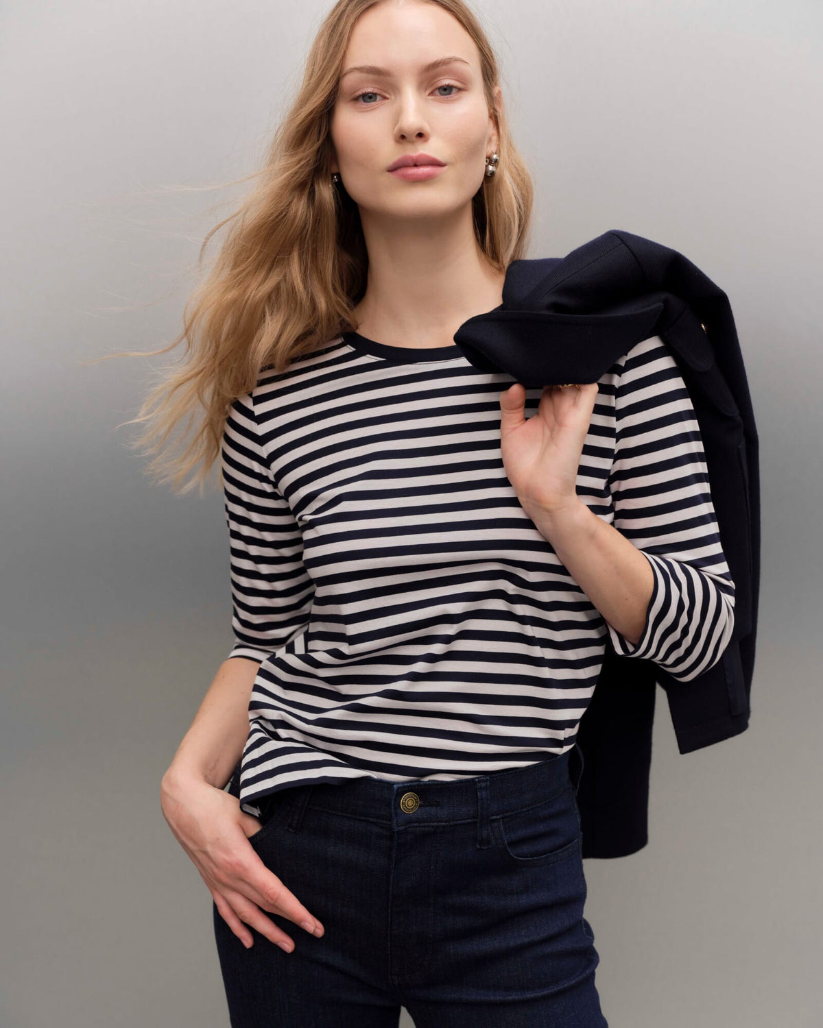 Mercerised Cotton Three Quarter Sleeve Tee