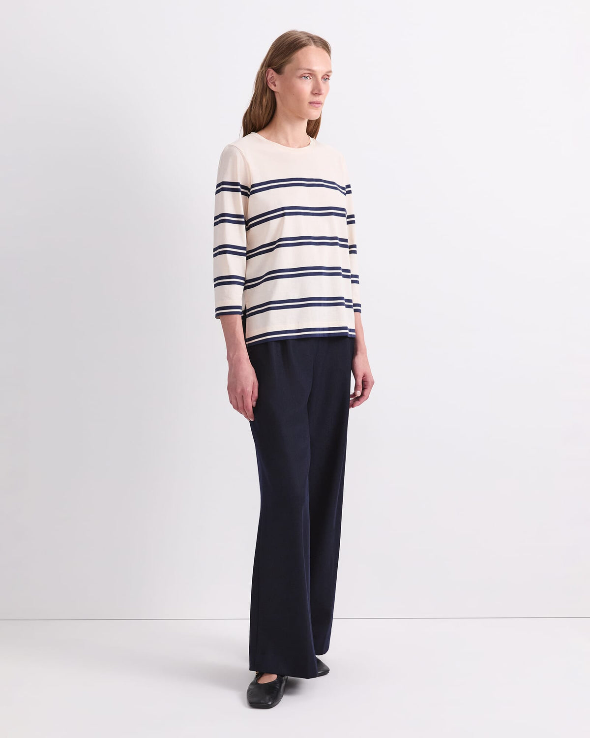 Stripe Half Sleeve Mercerised Tee
