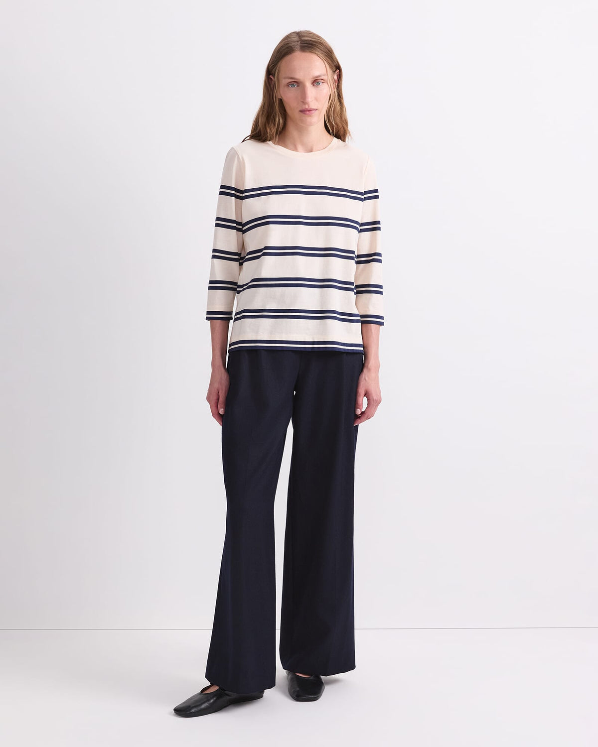 Stripe Half Sleeve Mercerised Tee