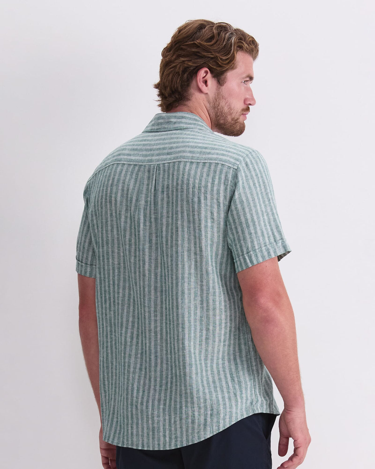 Linen Short Sleeve Stripe Shirt